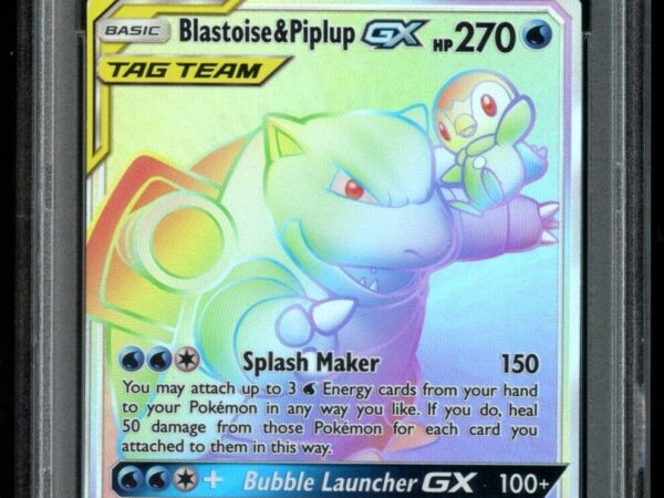 PSA 9 Blastoise & Piplip GX 253/236 Secret Rare Rainbow - Cosmic Eclipse