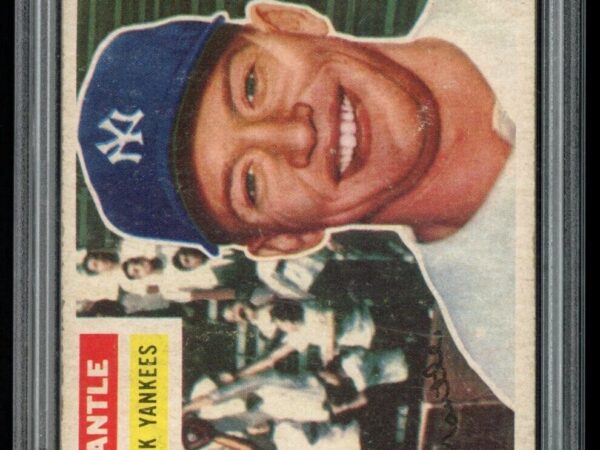 PSA 2 1956 Topps Mickey Mantle Gray Back #135 - GREAT CENTERING!